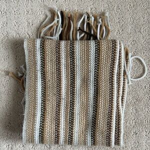 Striped Tan and Brown Knit Scarf